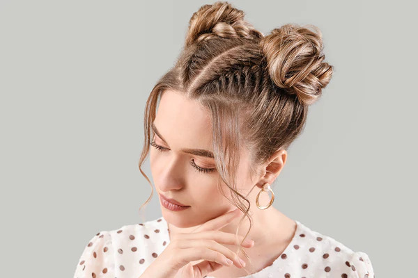 Hairstyles For Raves: Braided Crown with Space Buns Hairstyles