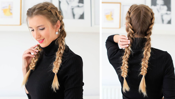 Hairstyles For Raves: Messy Double Dutch Braids Hairstyles